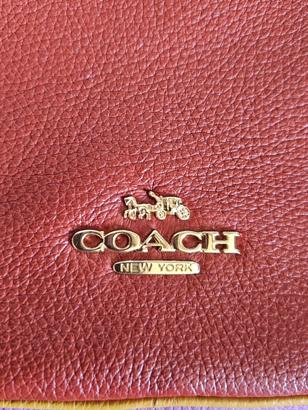 Coach Jes Colorblock Double Zip Crossbody Bag Pebbled Leather Rust Spice - Picture 3 of 11